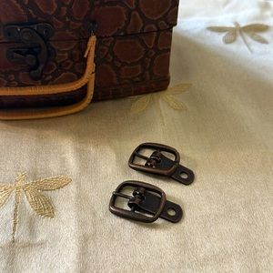 Vintage Pair of Bronze Metal Clothing / Shoes / Purse Buckles. Sewing Notions.